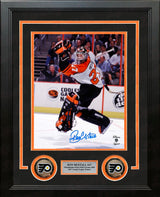Ron Hextall Leaping Action Philadelphia Flyers Autographed 8" x 10" Framed Hockey Photo - Dynasty Sports & Framing 