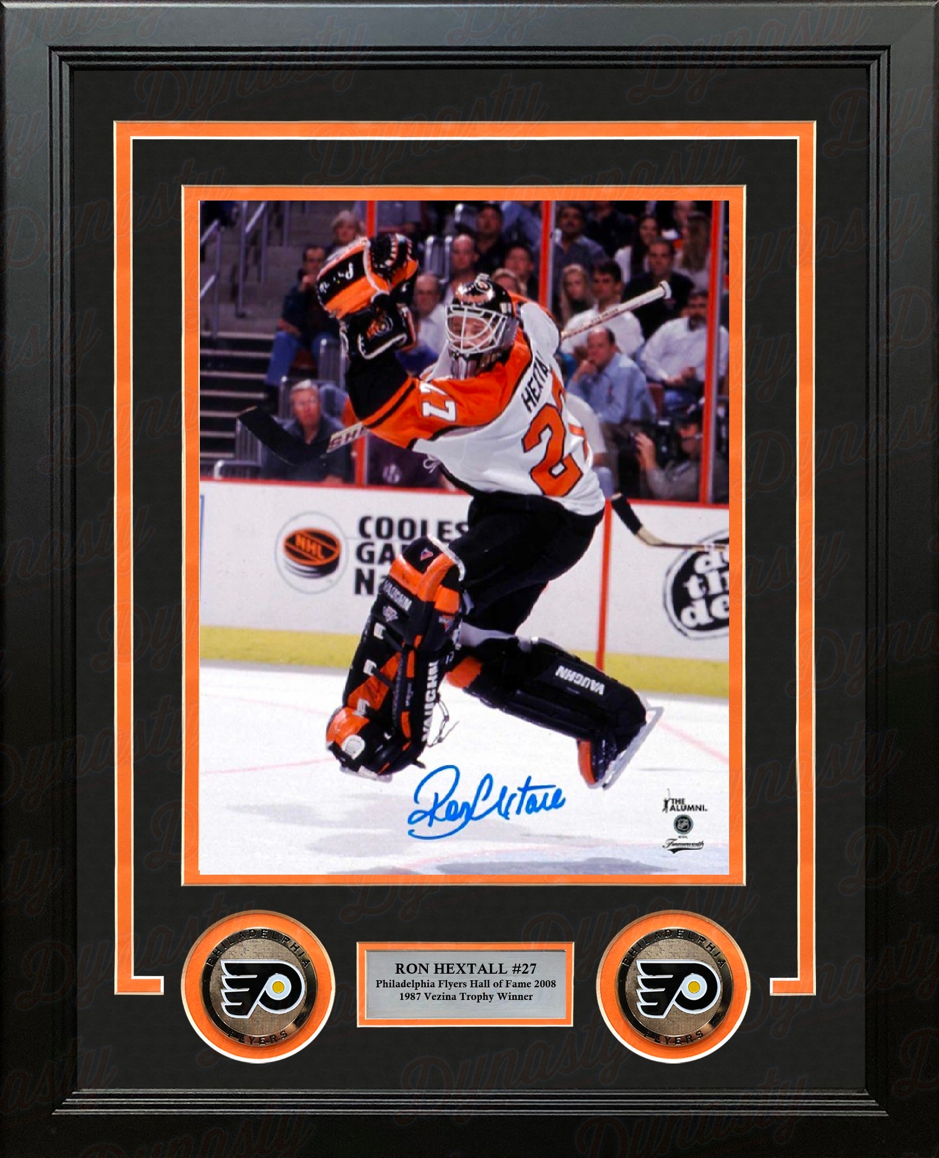 Ron Hextall Leaping Action Philadelphia Flyers Autographed 8" x 10" Framed Hockey Photo