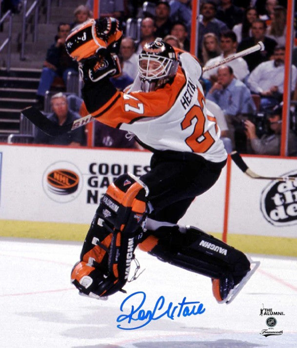 Ron Hextall Leaping Action Philadelphia Flyers Autographed 8" x 10" Hockey Photo