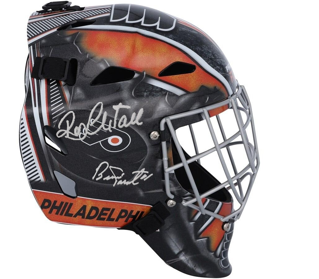 Ron Hextall & Bernie Parent Philadelphia Flyers Autographed NHL Hockey Goalie Replica Mask
