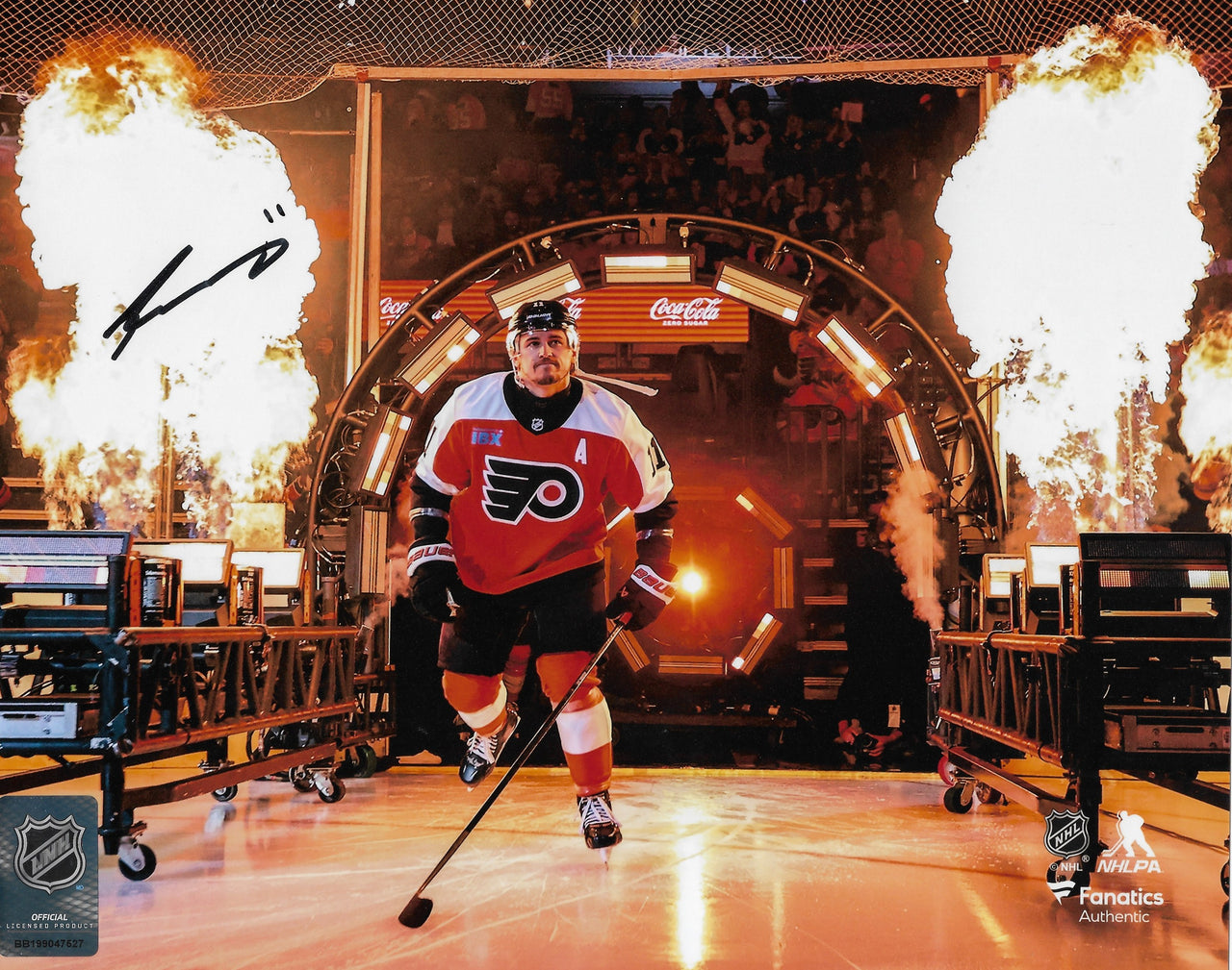 Travis Konecny Fire Entrance Philadelphia Flyers Autographed 16" x 20" Hockey Photo