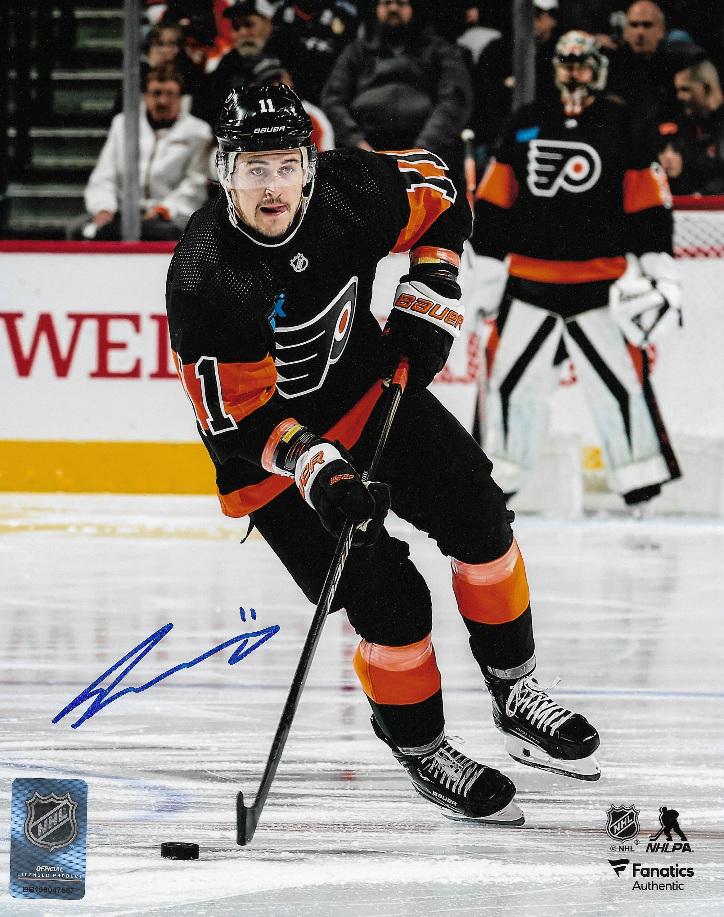 Travis Konecny Skating Action Philadelphia Flyers Autographed 8" x 10" Hockey Photo