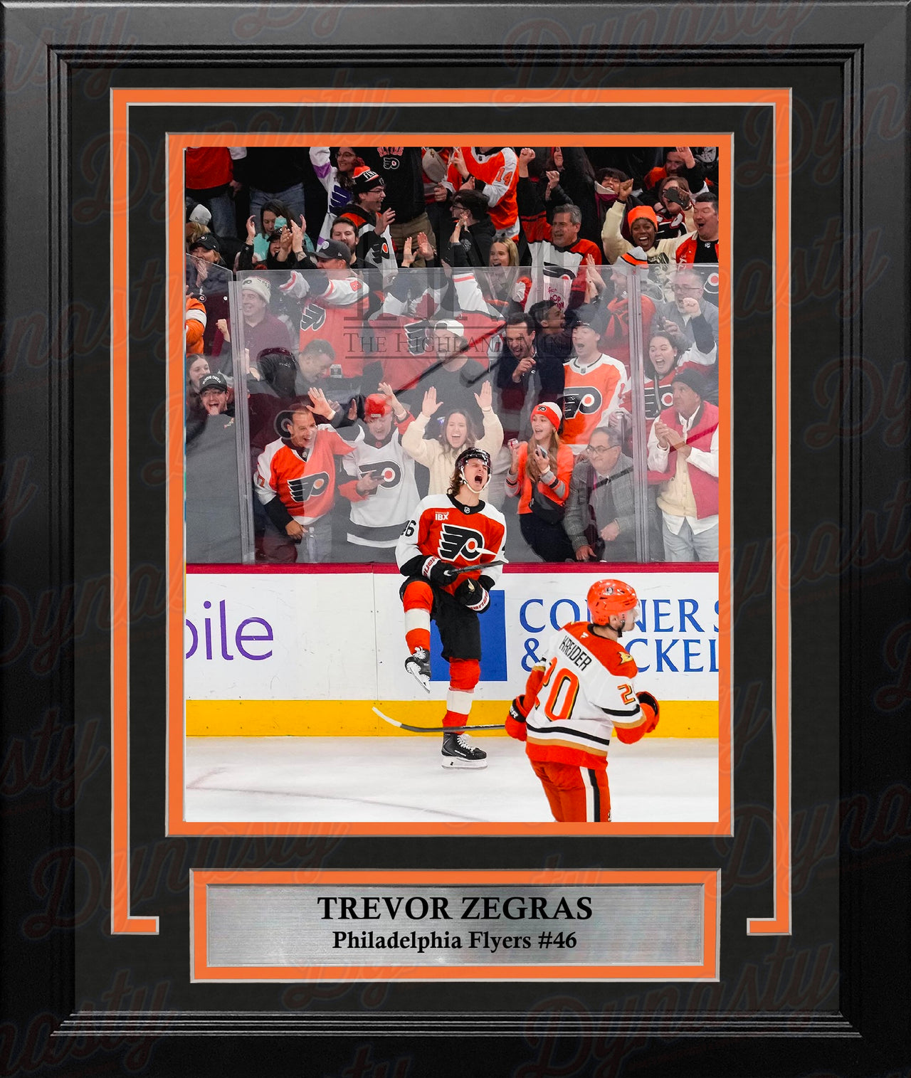 Trevor Zegras Philadelphia Flyers Celebration 8" x 10" Framed Hockey Photo