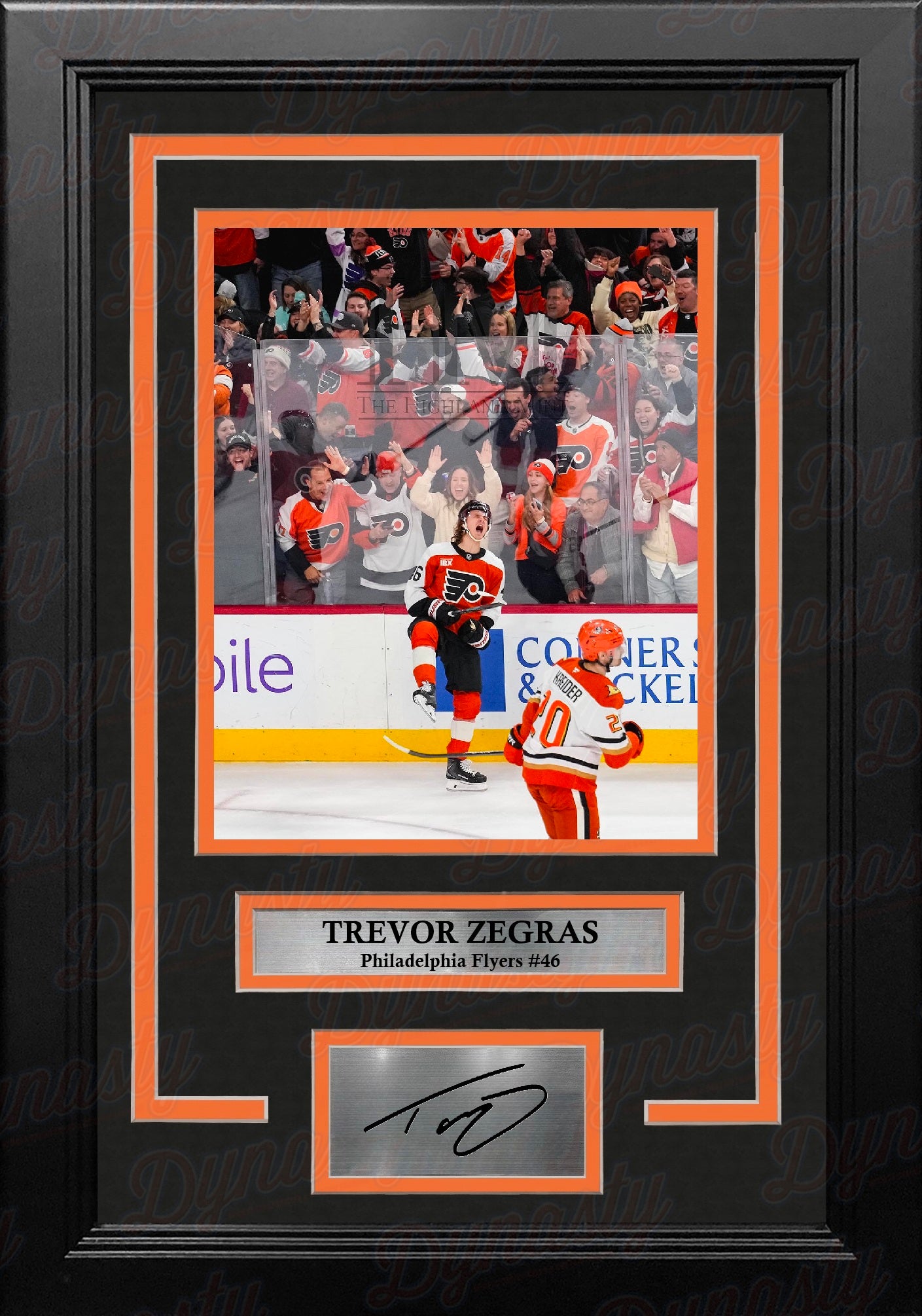 Trevor Zegras Philadelphia Flyers Celebration 11" x 14" Framed Hockey Photo with Engraved Autograph