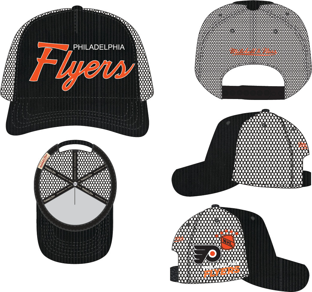 Philadelphia Flyers Mitchell & Ness Times Up Snapback Vintage Trucker Hat