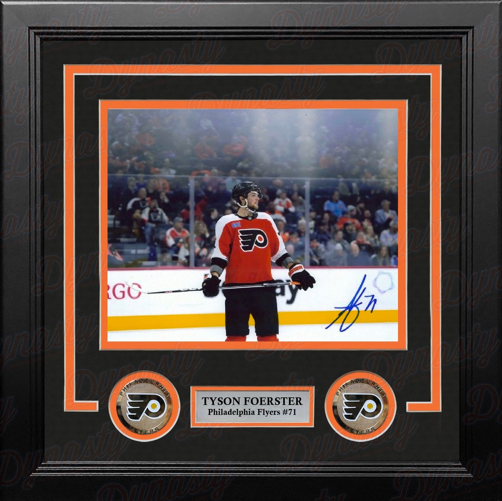Tyson Foerster in Orange Autographed Philadelphia Flyers 8" x 10" Framed Hockey Photo