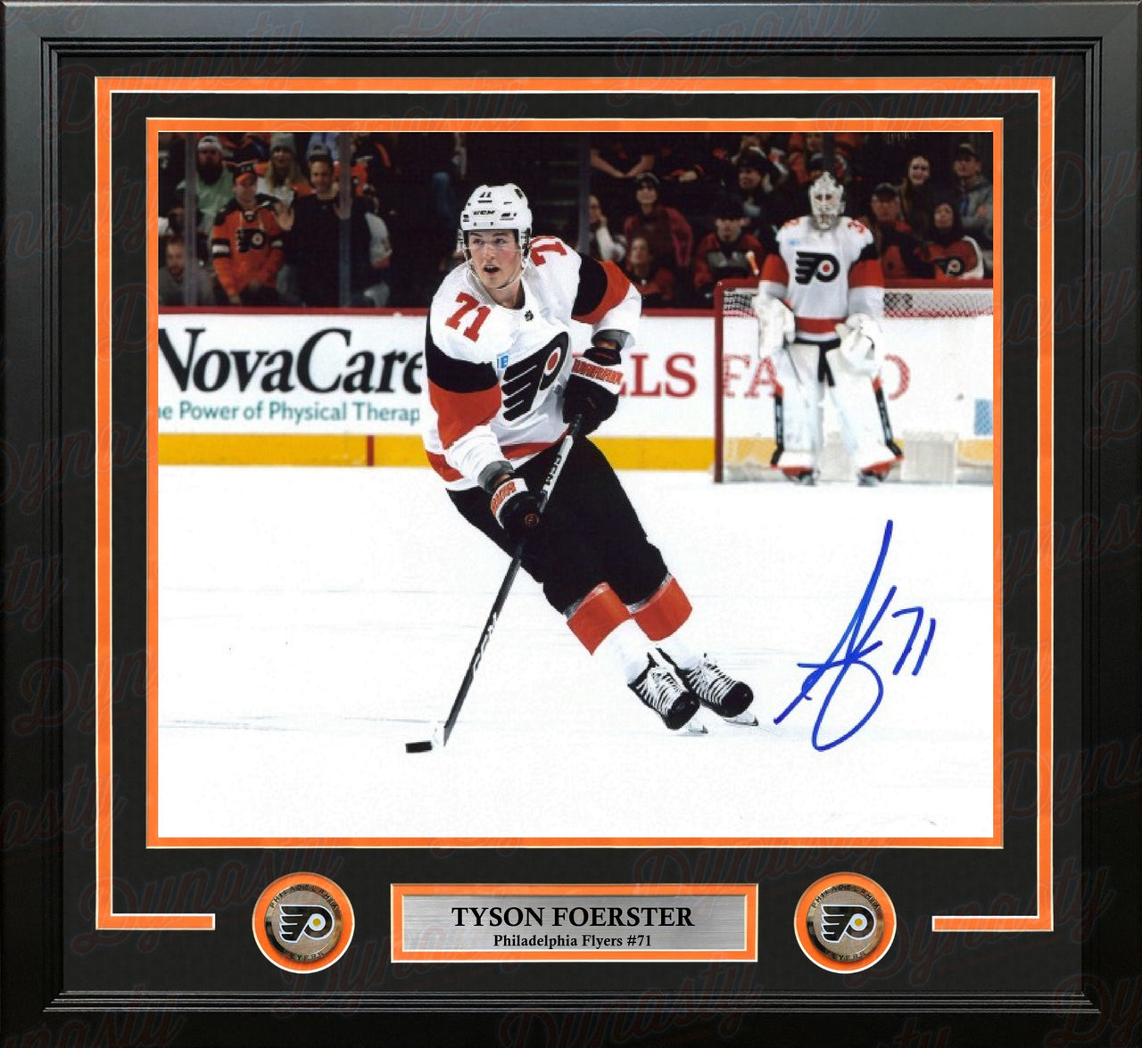 Tyson Foerster in White Autographed Philadelphia Flyers 16" x 20" Framed Hockey Photo