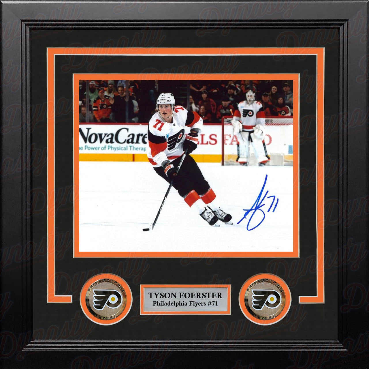 Tyson Foerster in White Autographed Philadelphia Flyers 8" x 10" Framed Hockey Photo