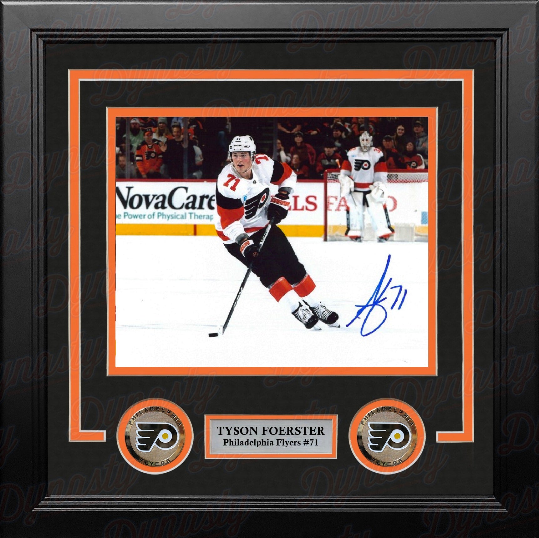 Tyson Foerster in White Autographed Philadelphia Flyers 8" x 10" Framed Hockey Photo
