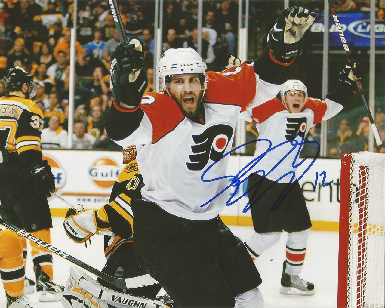 Simon Gagne Philadelphia Flyers Game 7 Game-Winning Goal v. Bruins Autographed 11" x 14" Color Photo