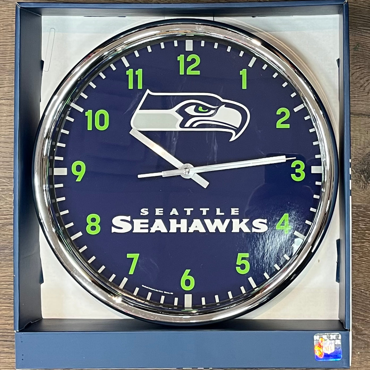 Seattle Seahawks Round Chrome Clock