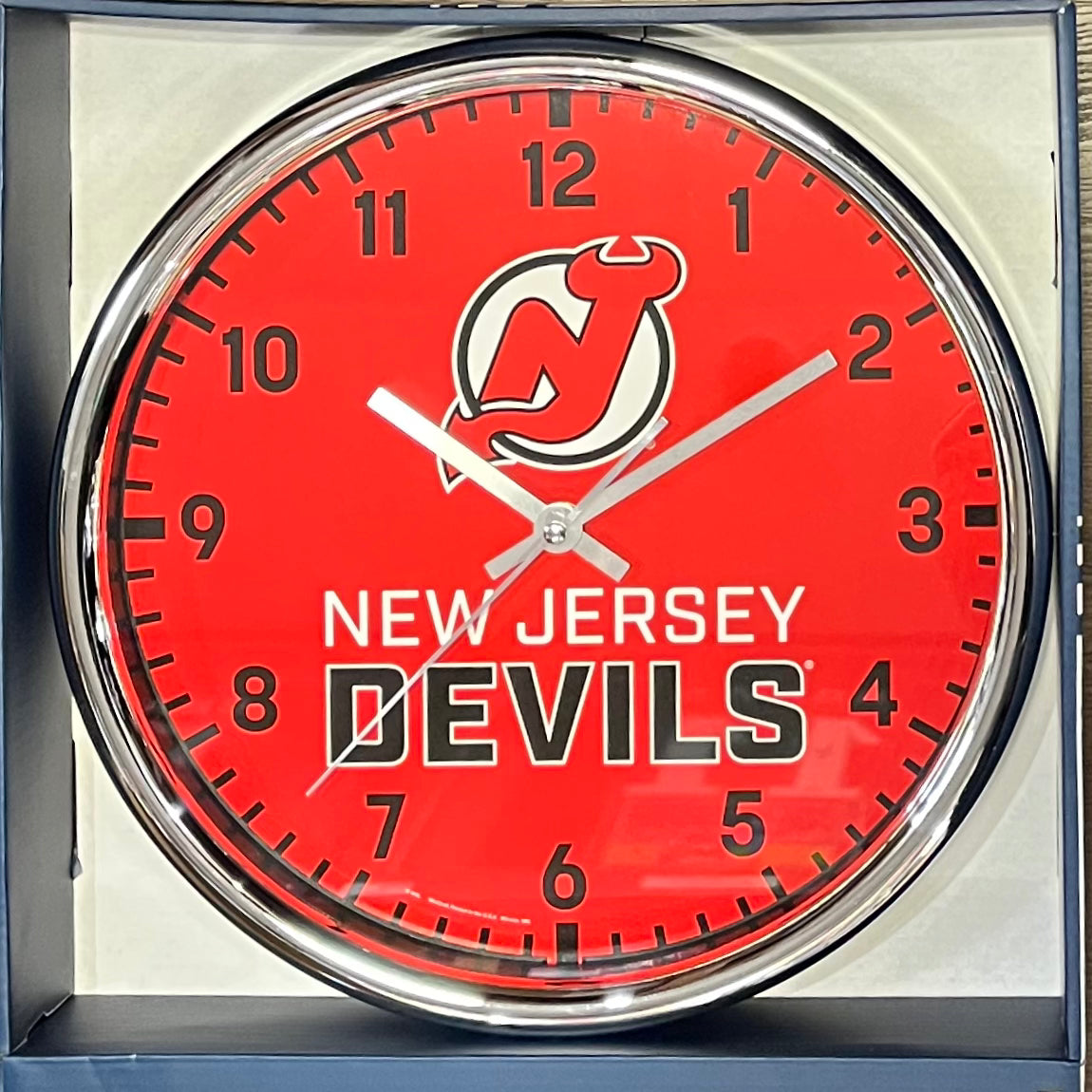 New Jersey Devils Round Chrome Clock