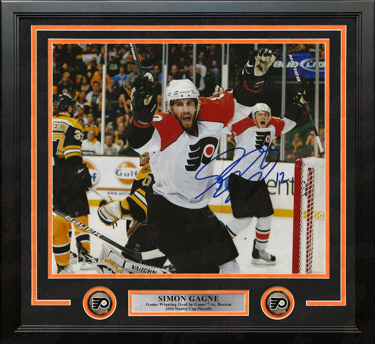 Simon Gagne Philadelphia Flyers Gm 7 Game-Winning Goal v Bruins Autographed 8x10 Framed Color Photo