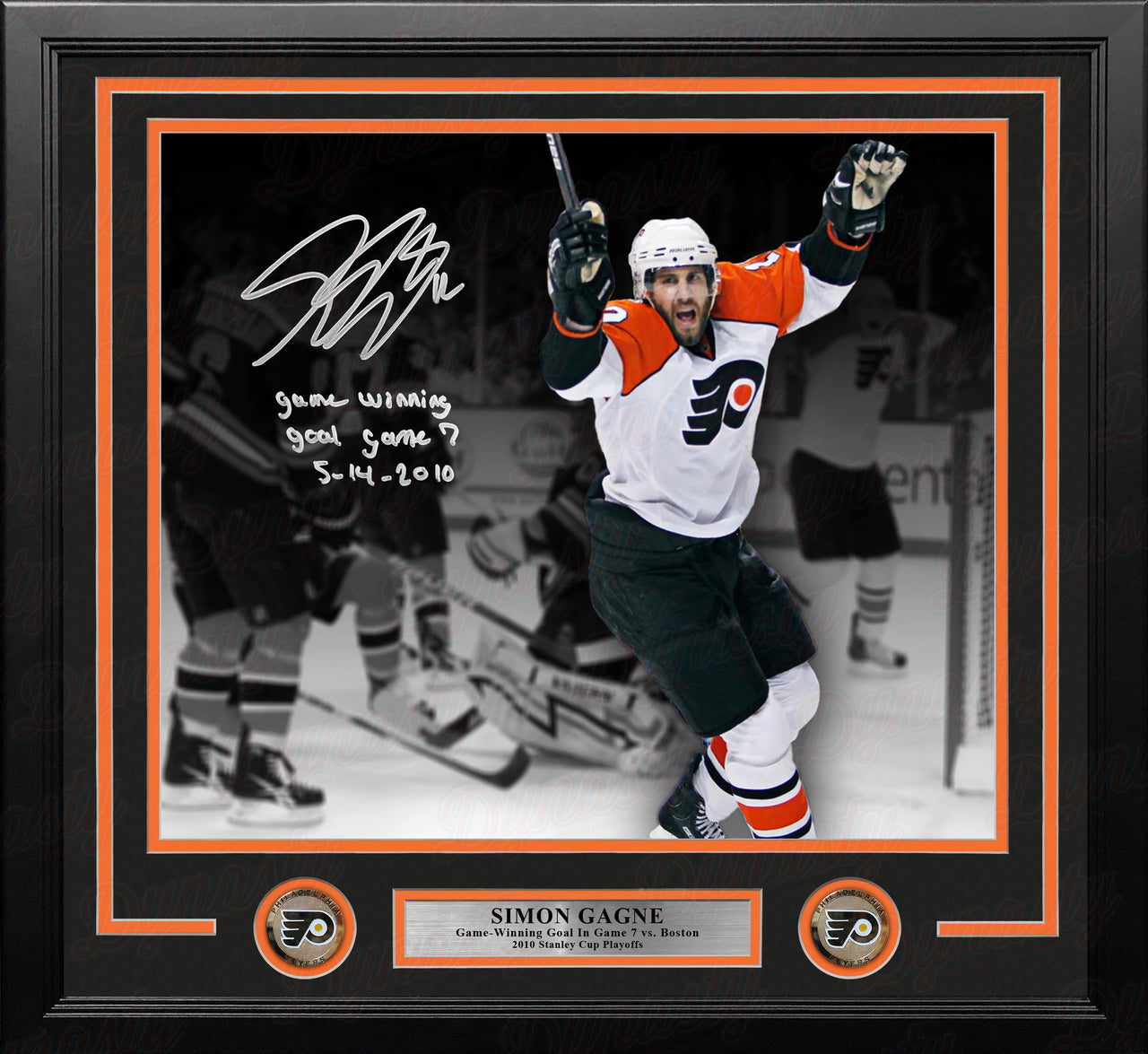 Simon Gagne Philadelphia Flyers Game-Winning Goal Autographed 16x20 Framed Photo w/ Date Inscription