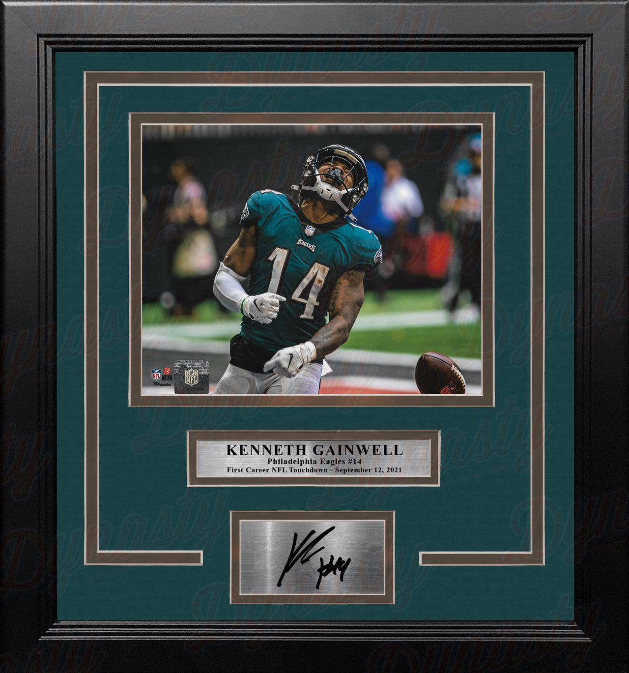Kenneth Gainwell First NFL Touchdown Philadelphia Eagles 8x10 Framed Photo with Engraved Autograph