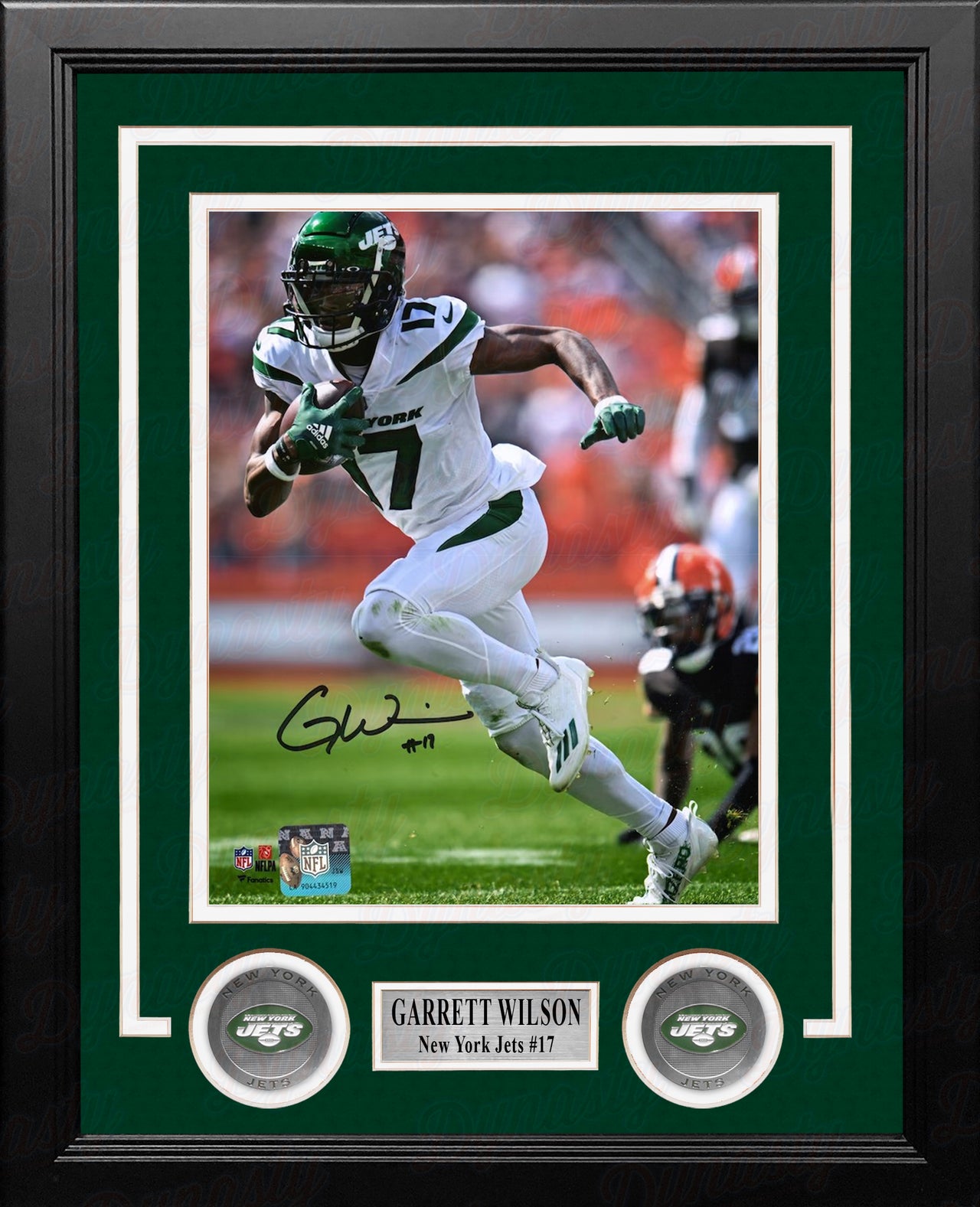 Garrett Wilson in Action New York Jets Autographed 8" x 10" Framed Football Photo