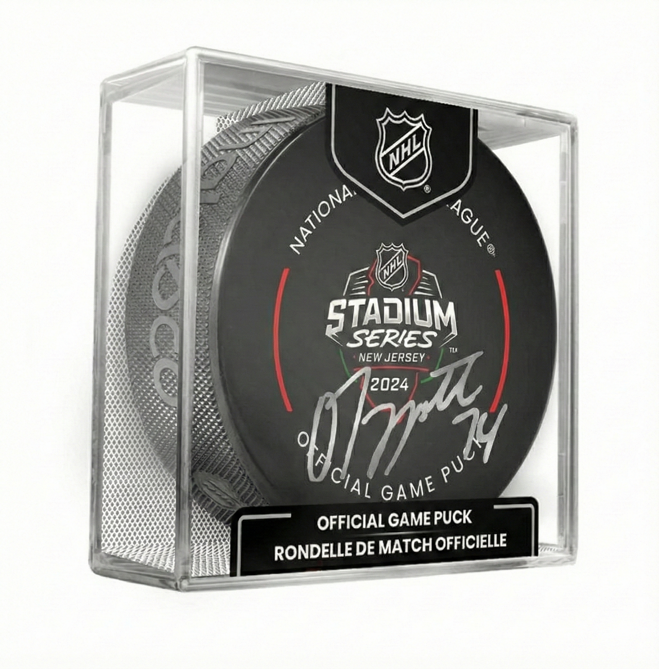 Owen Tippett Autographed Philadelphia Flyers 2024 Stadium Series Hockey Game Model Puck - Silver Sig