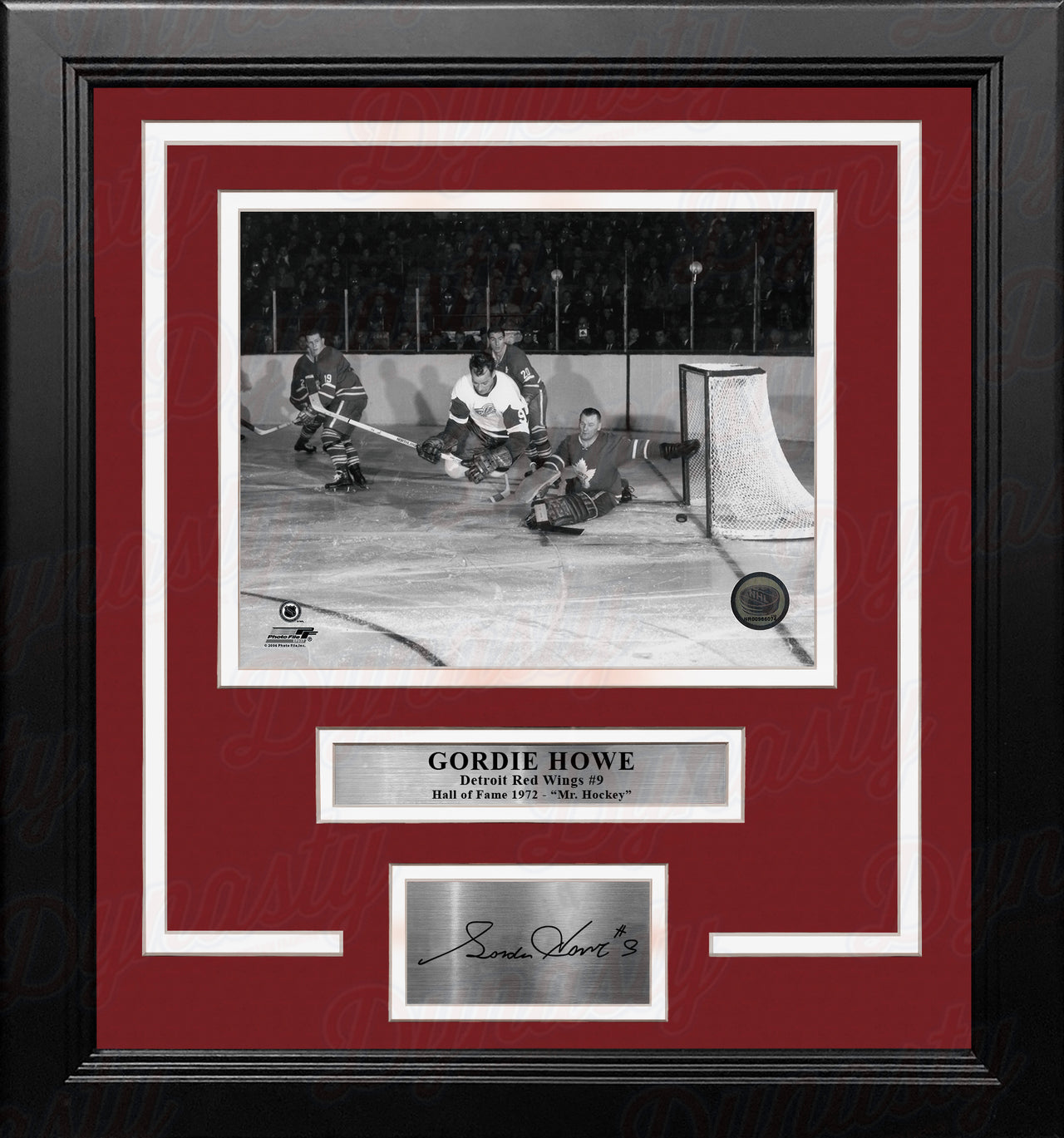 Gordie Howe in Action Detroit Red Wings 8" x 10" Framed Hockey Photo with Engraved Autograph