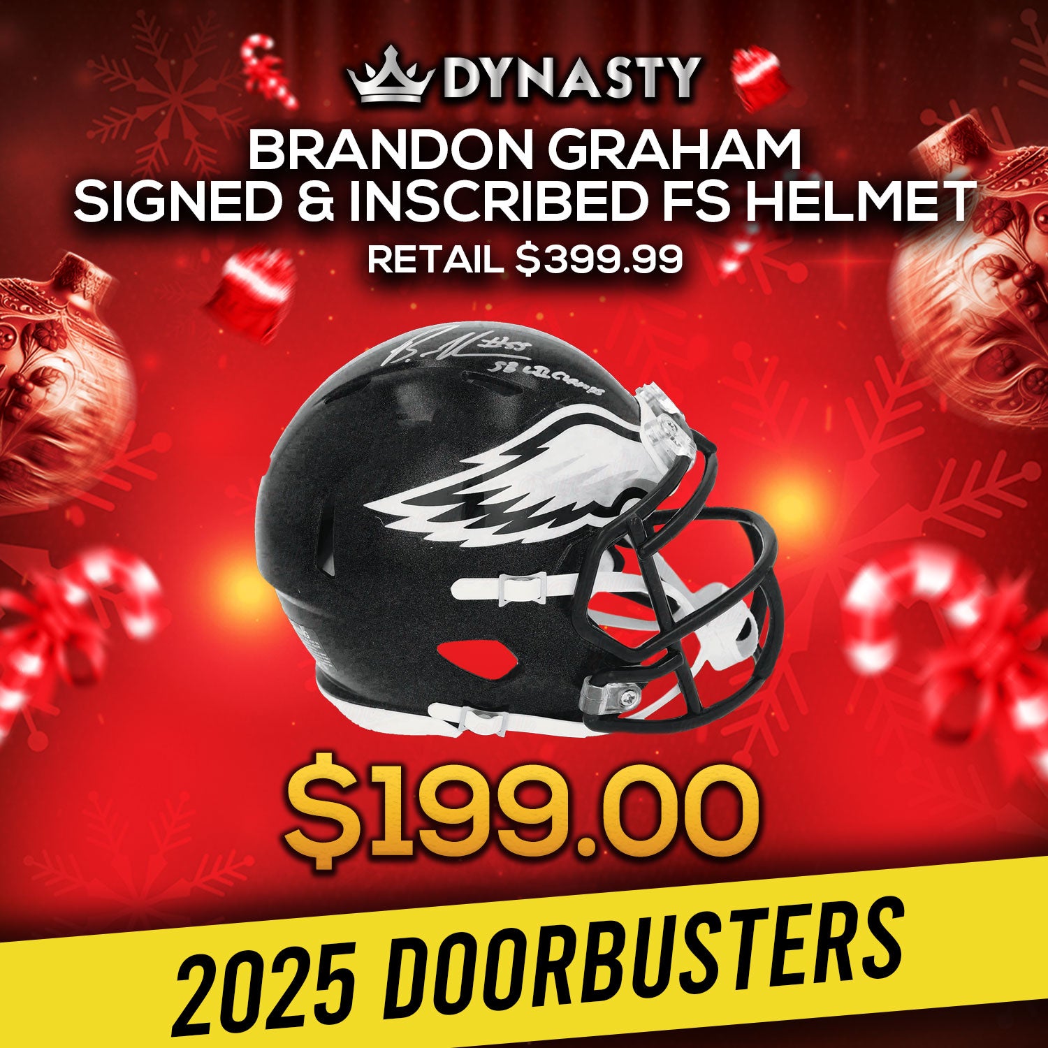 Brandon Graham Eagles Signed & Inscribed FS Helmet | Doorbuster