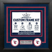 Cleveland Guardians Custom MLB Baseball Picture Frame Kit with Navy Blue Matting, Red Trim, a Silver Nameplate, and Guardians logos