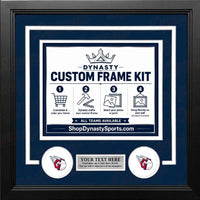 Cleveland Guardians Custom MLB Baseball Picture Frame Kit with Navy Blue Matting, White Trim, a Silver Nameplate, and Guardians logos