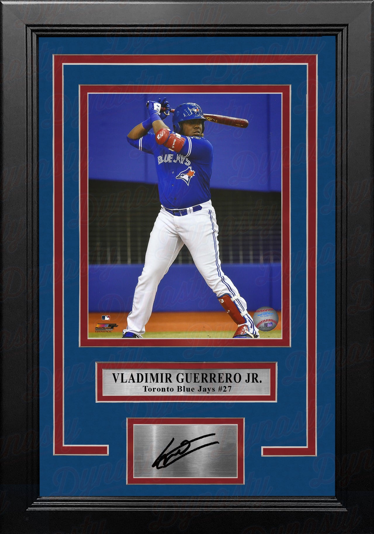 Vladimir Guerrero, Jr. At-Bat Toronto Blue Jays 8" x 10" Framed Baseball Photo with Engraved Autograph