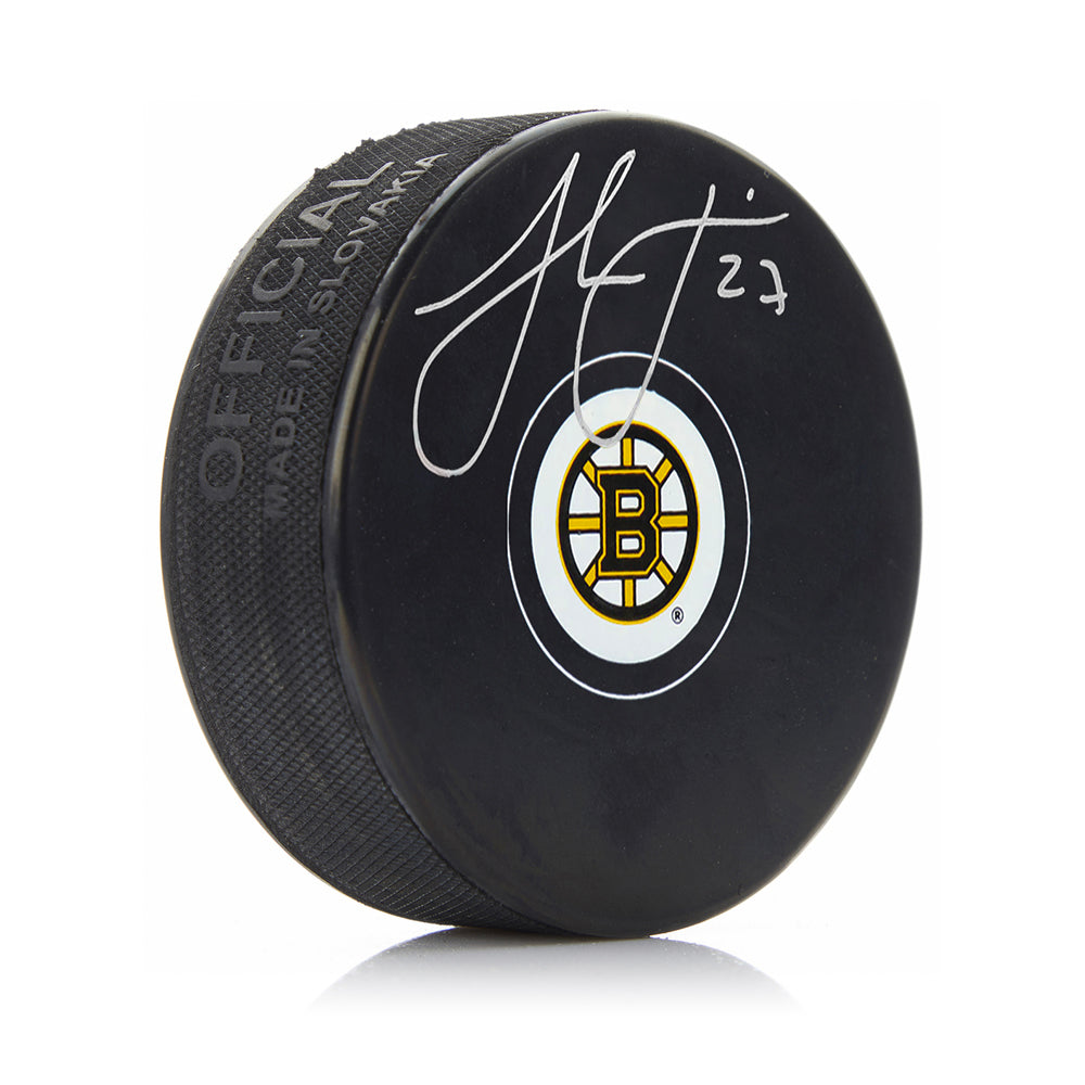 Hampus Lindholm Boston Bruins Autographed Logo Puck