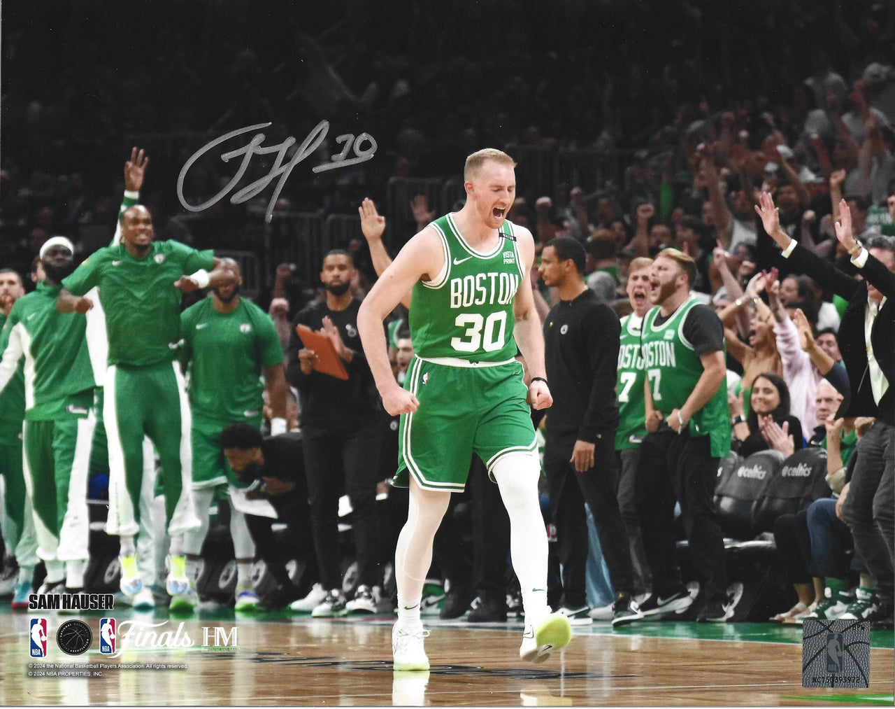 Sam Hauser Celebration Autographed Boston Celtics 8" x 10" NBA Finals Photo
