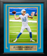 Justin Herbert in Action Los Angeles Chargers 8" x 10" Framed Football Photo - Dynasty Sports & Framing 