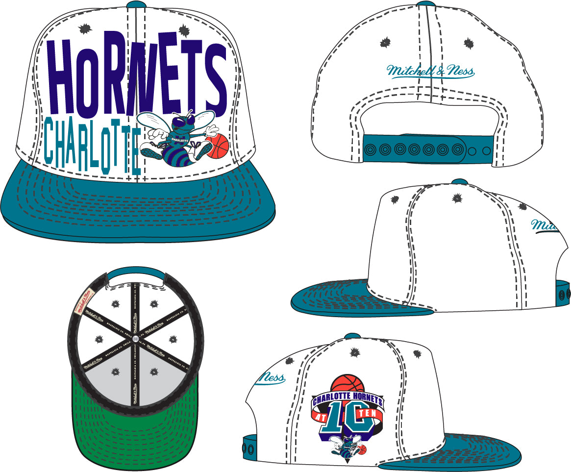 Charlotte Hornets Mitchell & Ness Toss Up Snapback Vintage Hat