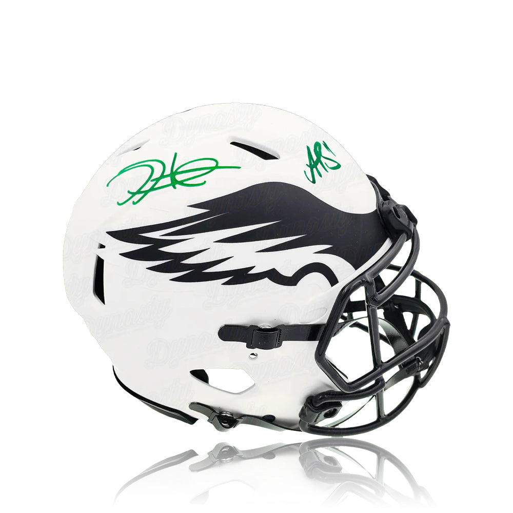 Jalen Hurts & AJ Brown Philadelphia Eagles Autographed Full-Size Lunar Eclipse Authentic Helmet
