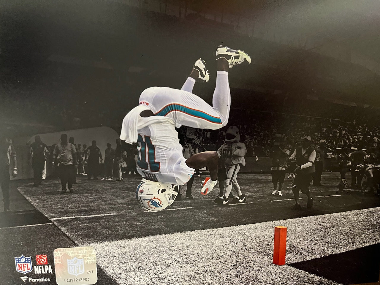 Tyreek Hill Miami Dolphins Backflip Action Photo