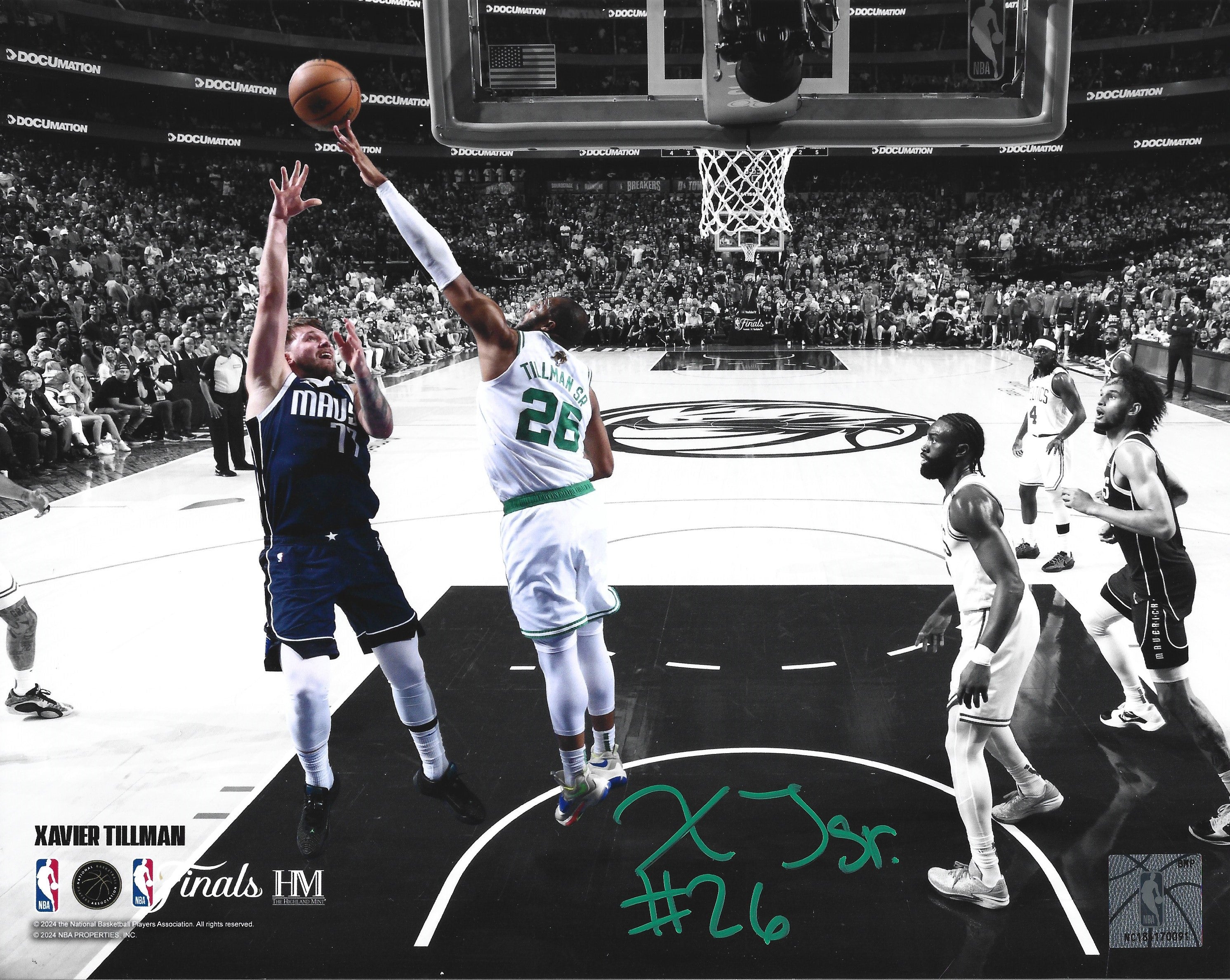 Xavier Tillman Blocks Luka Doncic Autographed Boston Celtics 8