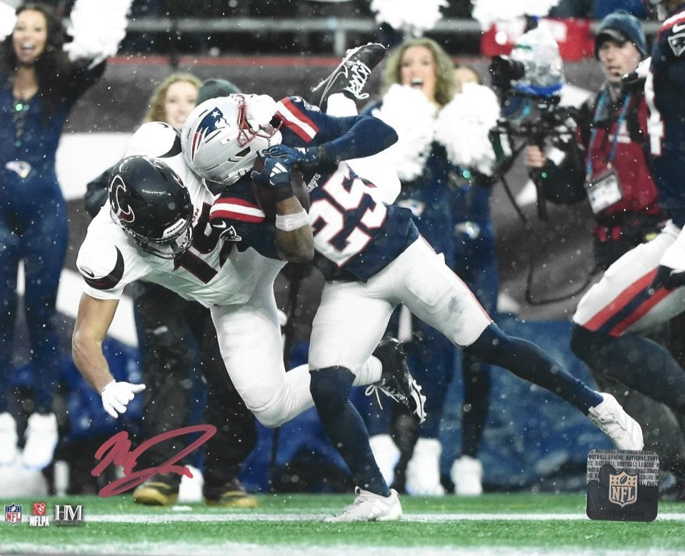 Marcus Jones New England Patriots Signed Pick Six 8" x 10" Photo
