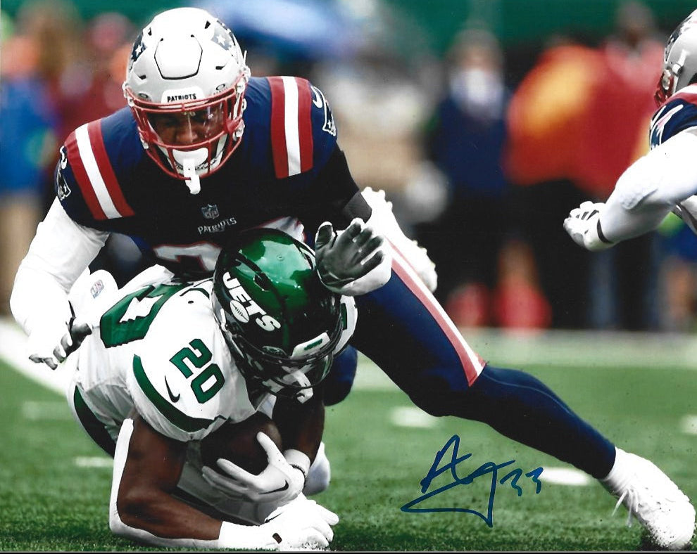 Anfernee Jennings New England Patriots Autographed Jets Sack 8" x 10" Football Photo