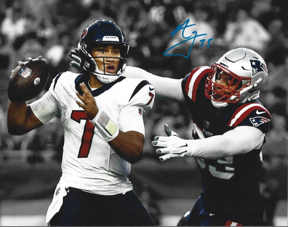 Anfernee Jennings New England Patriots Autographed Texans Sack 8" x 10" Football Photo