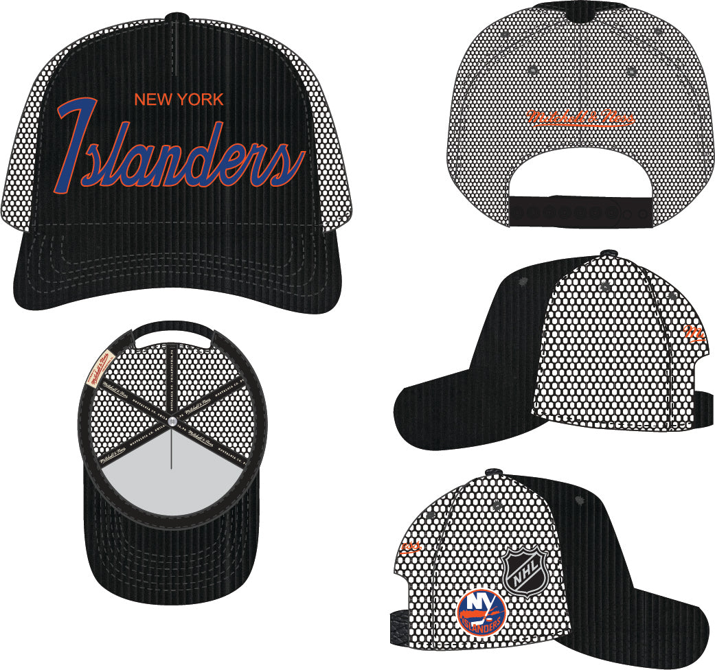 New York Islanders Mitchell & Ness Times Up Snapback Vintage Trucker Hat