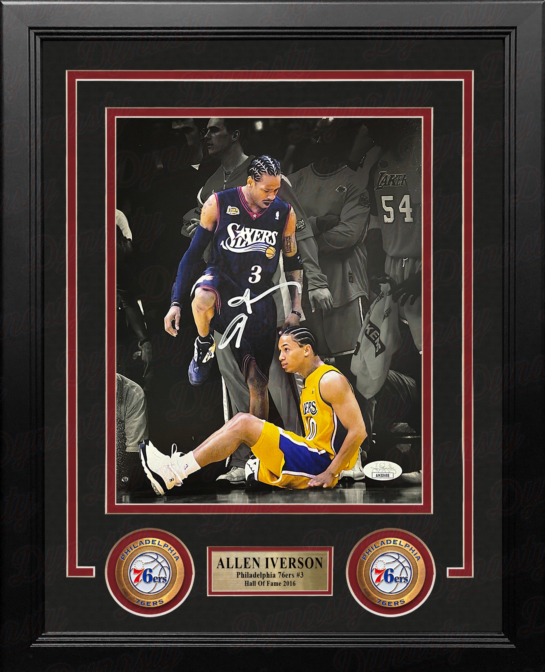 Allen Iverson Standing Over Lue Philadelphia 76ers Autographed 8" x 10" Framed Blackout Photo