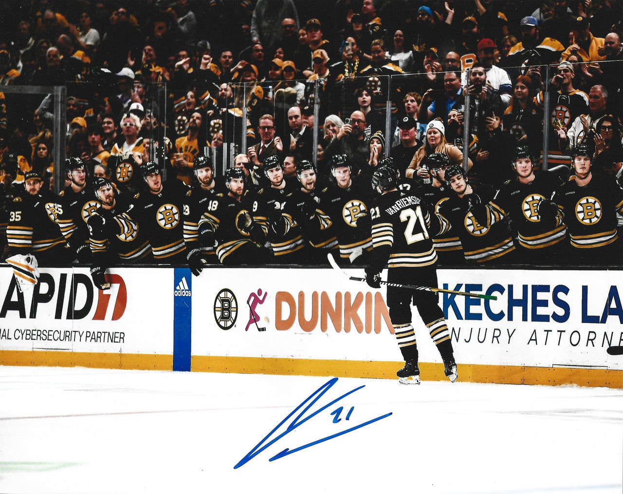 James Van Riemsdyk Goal Celebration Autographed Boston Bruins 8" x 10" Hockey Photo