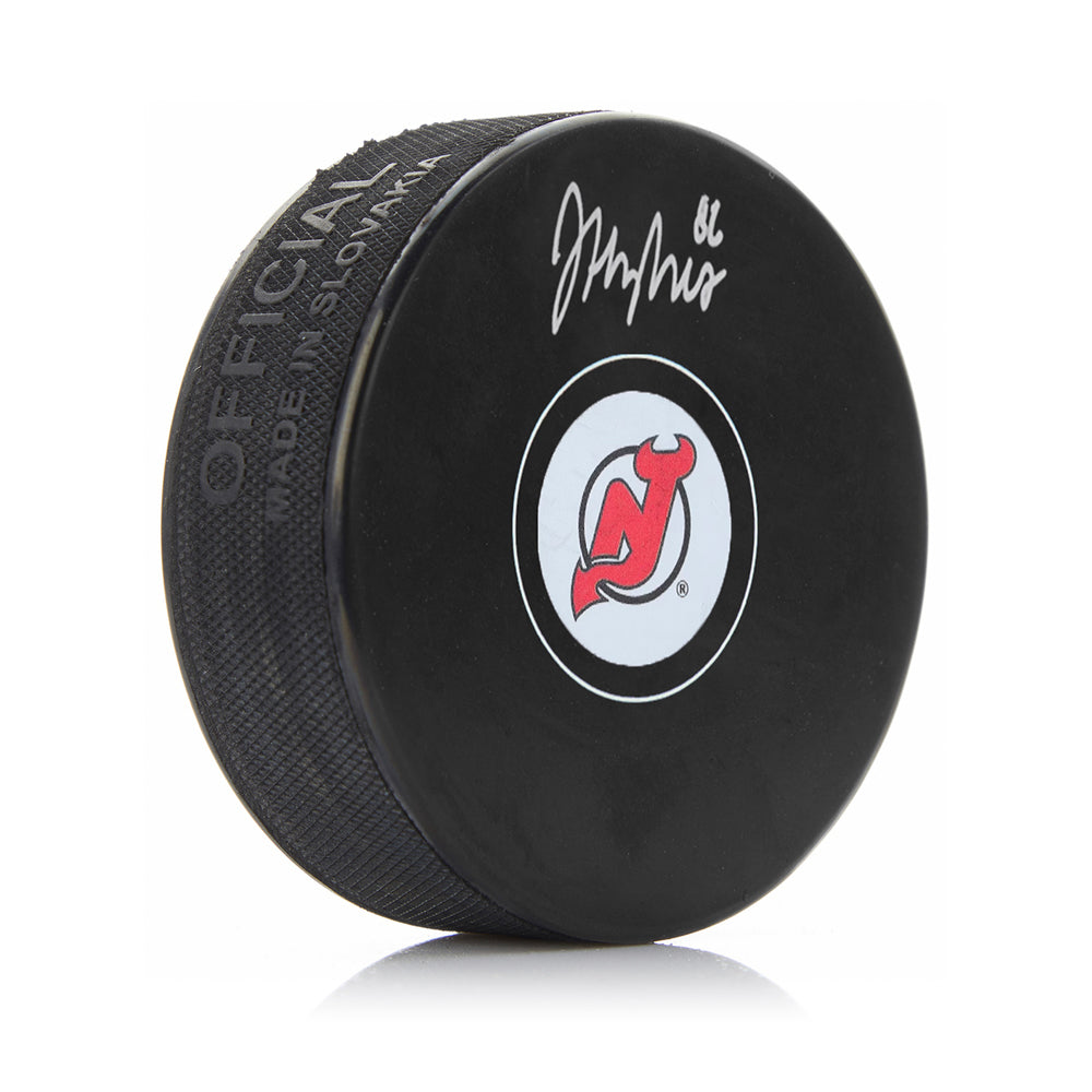 Jack Hughes New Jersey Devils Autographed Hockey Puck