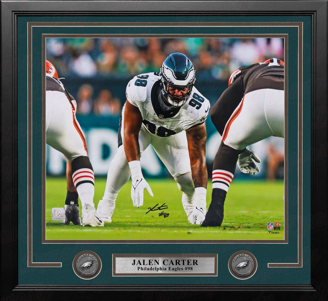 Jalen Carter on the Line Philadelphia Eagles Autographed 16" x 20" Framed Football Photo