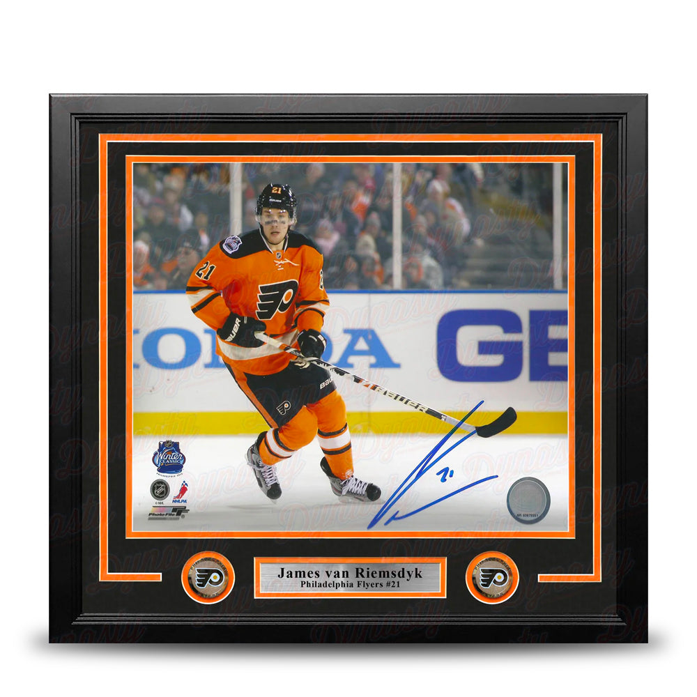 James Van Riemsdyk 2012 Winter Classic Autographed Philadelphia Flyers Framed Hockey Photo