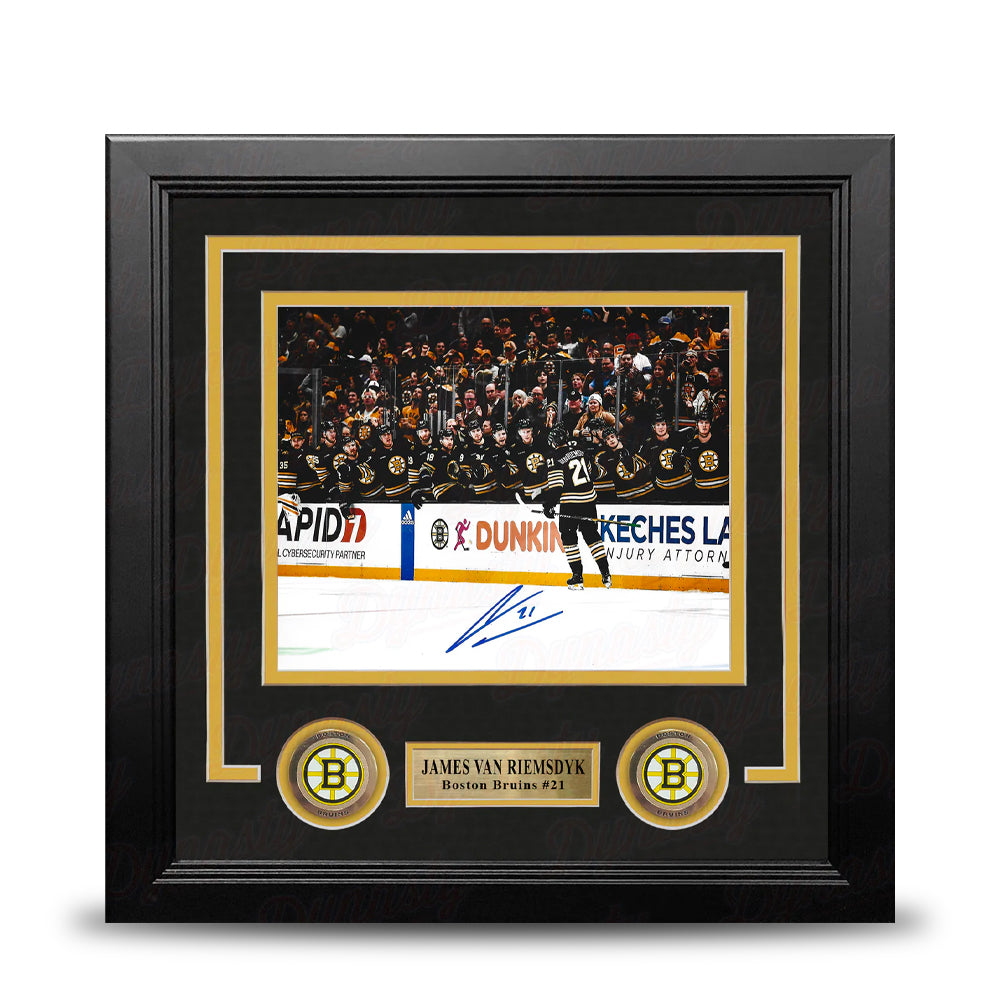 James Van Riemsdyk Goal Celebration Autographed Boston Bruins 8" x 10" Framed Hockey Photo