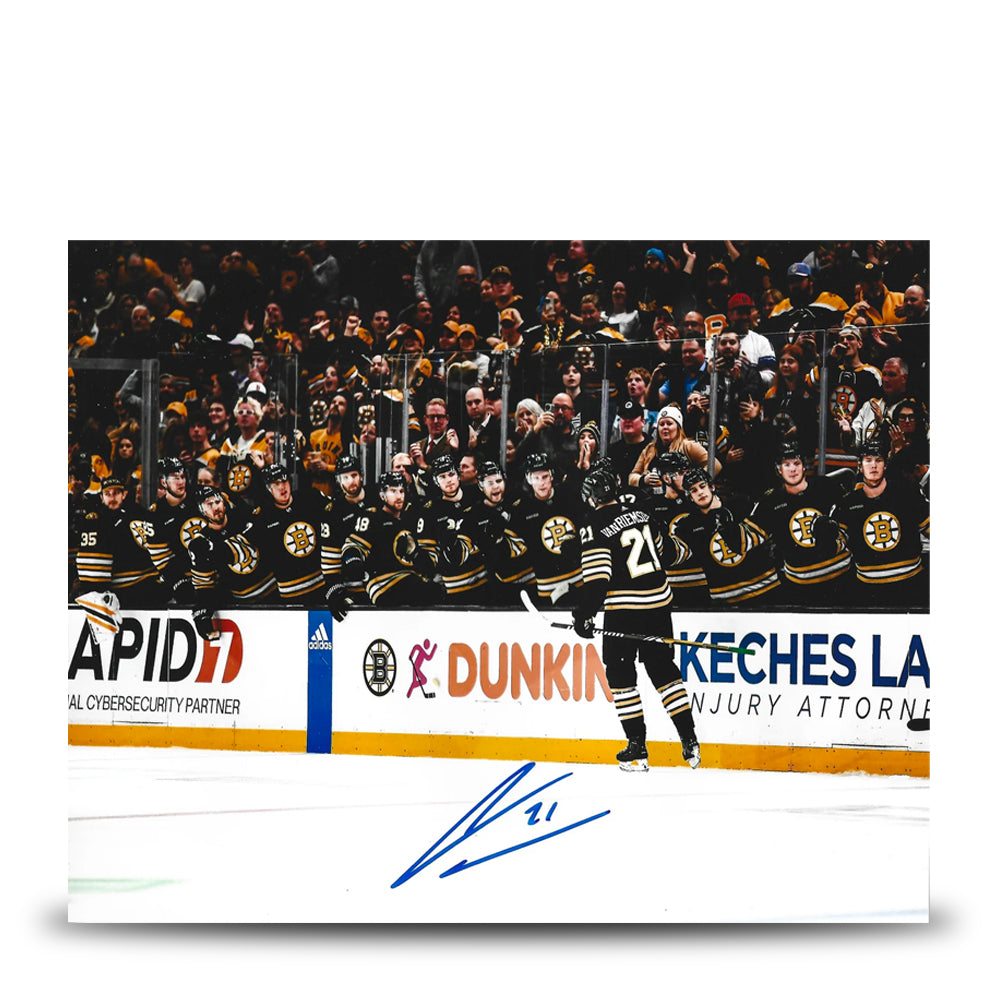 James Van Riemsdyk Goal Celebration Autographed Boston Bruins 8" x 10" Hockey Photo