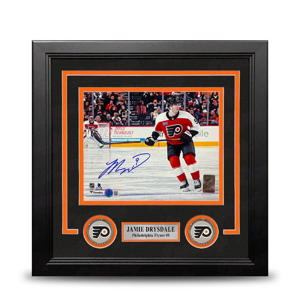 Jamie Drysdale in Action Philadelphia Flyers Autographed 8" x 10" Framed Hockey Photo