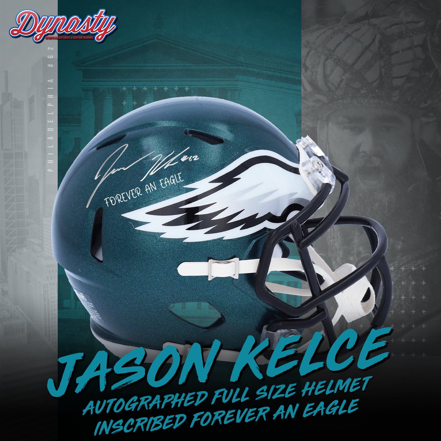 Jason Kelce Autographed Philadelphia Eagles Full Size Replica Helmet | Retirement Pre-Sale Opportunity