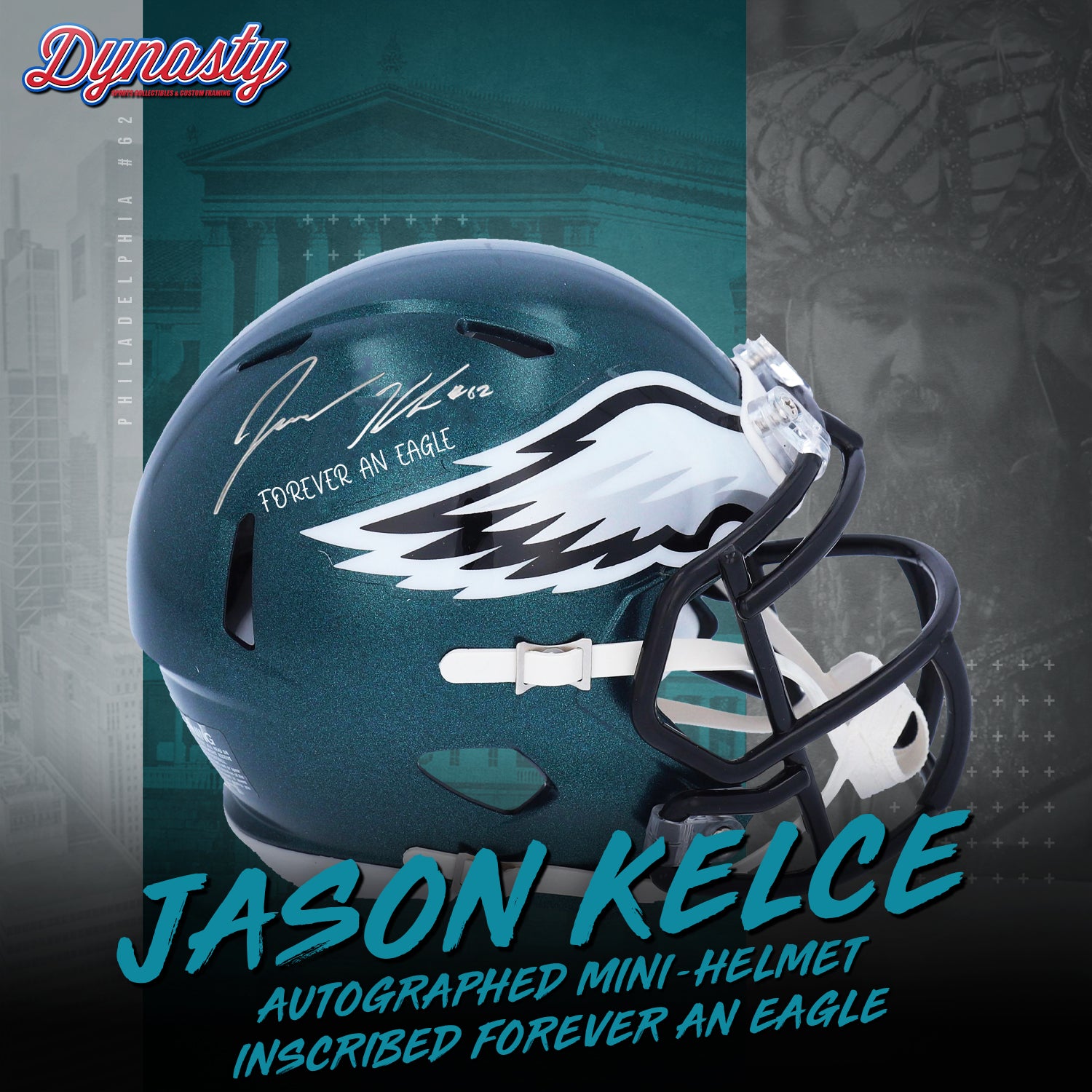Jason Kelce Autograph Philadelphia Eagles Mini-Helmet | Retirement Pre-Sale Opportunity