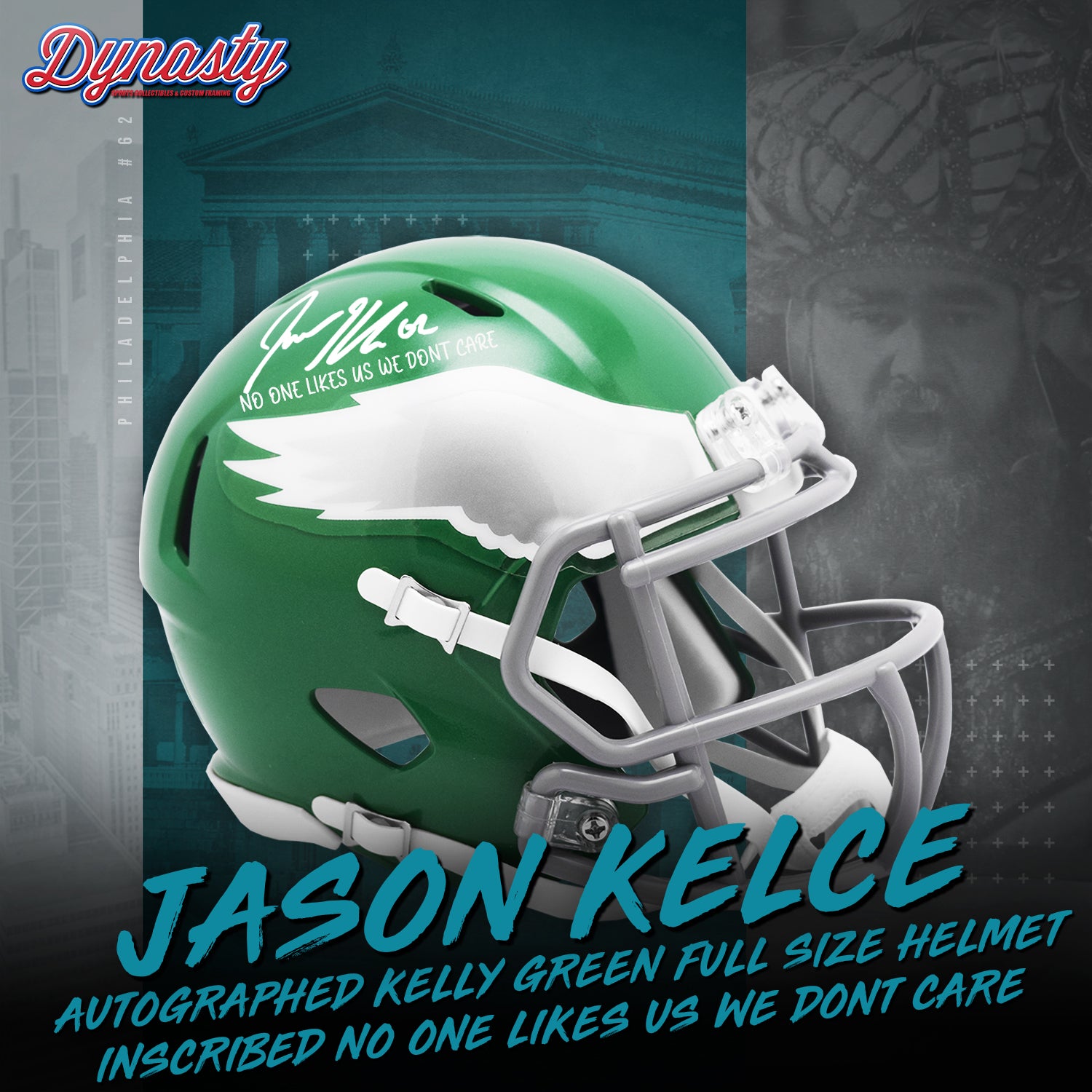 Jason Kelce Autographed Eagles Kelly Green Full Size Replica Helmet | Retirement Pre-Sale Opportunity