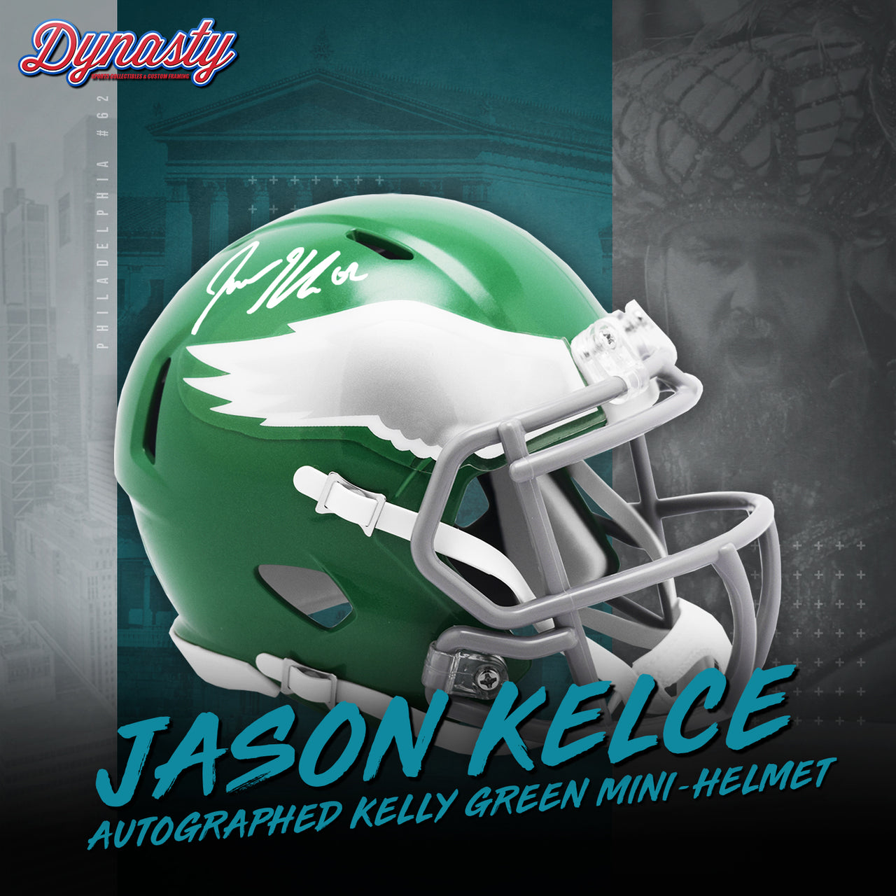 Jason Kelce Autograph Eagles Kelly Green Mini-Helmet | Retirement Pre-Sale Opportunity