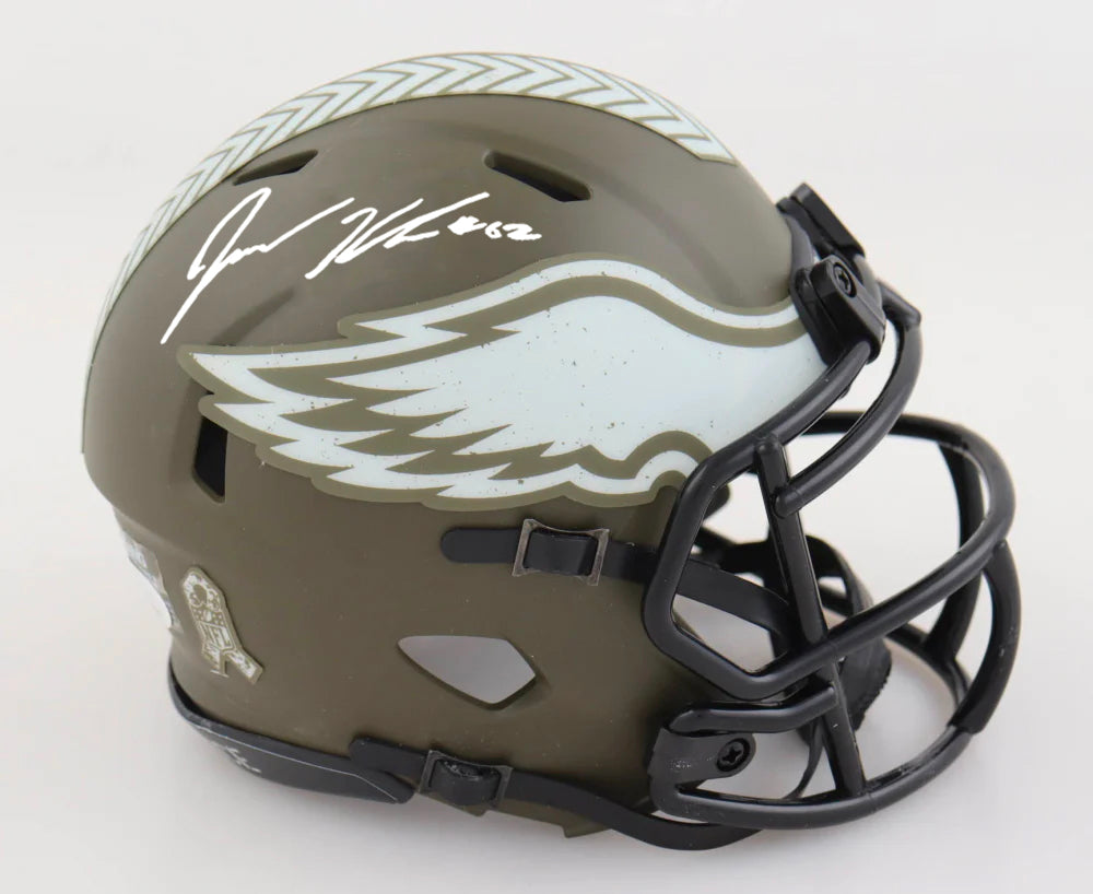 Jason Kelce Philadelphia Eagles Autographed Salute to Service Mini-Helmet - Dynasty Sports & Framing 